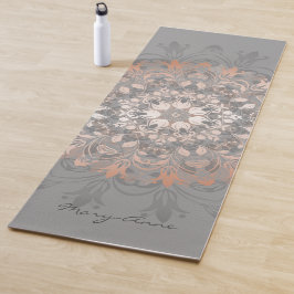 Roos Gold Grey Floral Mandala Monogram Yogamat