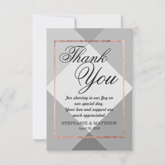 Roos Gold Grey Geo Bedankt Kaarten (Voorkant)