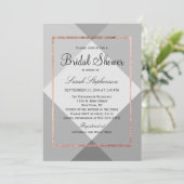 Roos Gold Grey Geo Bridal Shower Invitations Kaart (Staand voorkant)
