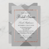 Roos Gold Grey Geo Bridal Shower Invitations Kaart (Voorkant / Achterkant)