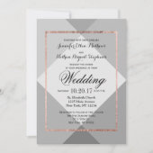 Roos Gold Grey Geo Wedding Invitations Kaart (Voorkant)