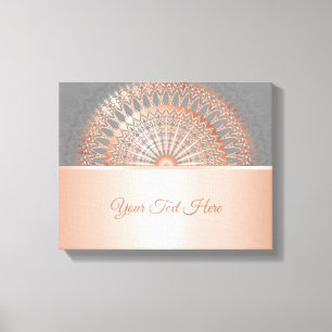 Roos Gold Grey Mandala Canvas Afdruk