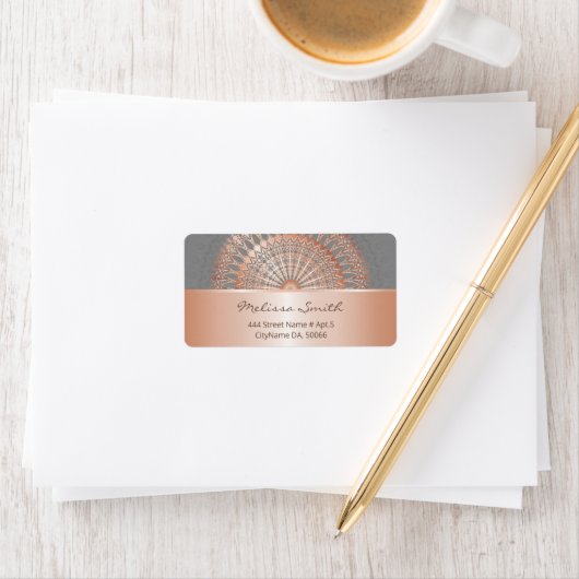 Roos Gold Grey Mandala Etiket (Insitu)