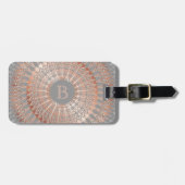 Roos Gold Grey Mandala Monogram Bagagelabel (Voorkant horizontaal)