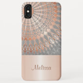 Roos Gold Grey Mandala Monogram Case-Mate iPhone Case (Achterkant)