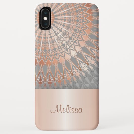 Roos Gold Grey Mandala Monogram Case-Mate iPhone Case (Achterkant)