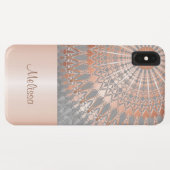 Roos Gold Grey Mandala Monogram Case-Mate iPhone Case (Achterkant (horizontaal))