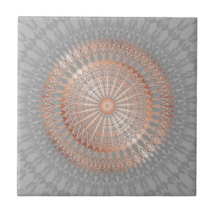 Roos Gold Grey Mandala Tegeltje