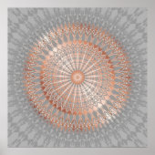 Roos Gold Grey Modern Geometric Mandala Poster (Voorkant)
