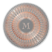 Roos Gold Grey Modern Mandala Initiaal Keramische Knop (Voorkant)