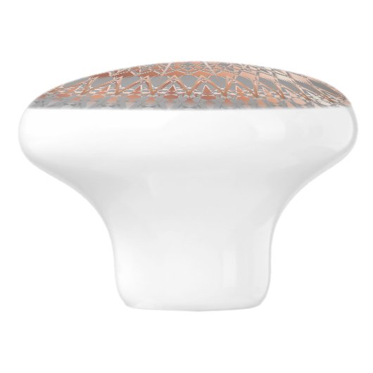 Roos Gold Grey Modern Mandala Initiaal Keramische Knop (Zijkant)