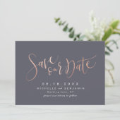 Roos Gold Grey Modern Simple Script Save the Date (Staand voorkant)
