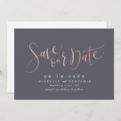 Roos Gold Grey Modern Simple Script Save the Date (Voorkant / Achterkant)