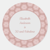 Roos Gold Grey & Roze 50 en Fabulous Birthday Ronde Sticker (Voorkant)