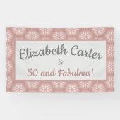 Roos Gold Grey & Roze 50 en Fabulous Birthday Spandoek (Horizontaal)