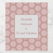 Roos Gold Grey & Roze 50 en Fabulous Birthday Wijn Etiket (Enkel label)