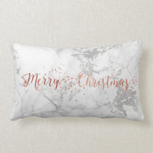 Roos Gold Grey Silver White Marble Merry kerst Kussen