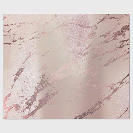 Roos Gold Grungy Abstracte marmer Stone Brushes Cadeaupapier (Vlak)