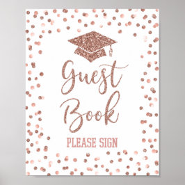 Roos Gold Guest Book Afstuderen Sign Poster