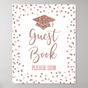 Roos Gold Guest Book Afstuderen Sign Poster