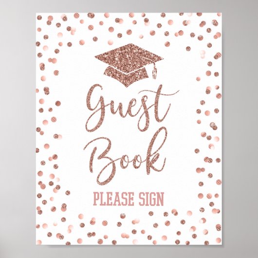 Roos Gold Guest Book Afstuderen Sign Poster (Voorkant)