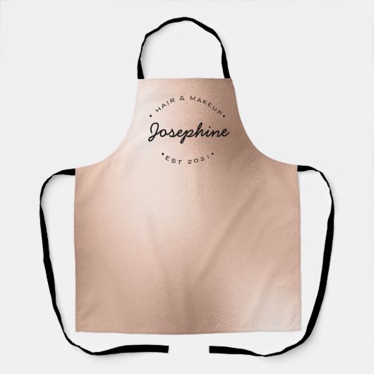 Roos Gold Hair en Makeup business typografie Schort (Voorkant)