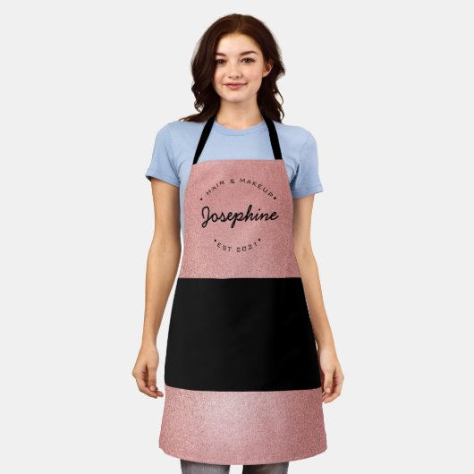 Roos Gold Hair Makeup business typografie Apron Schort (Gedragen)