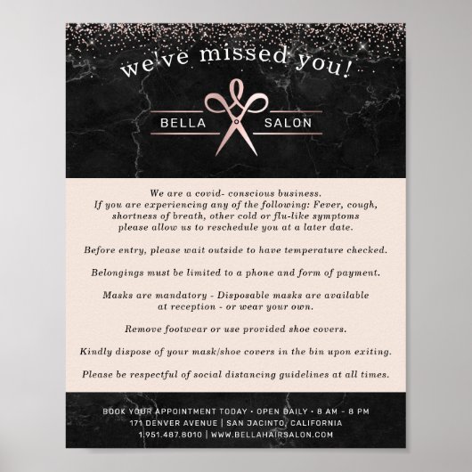 Roos Gold Hair Salon Covid Conaware Safety Poster (Voorkant)