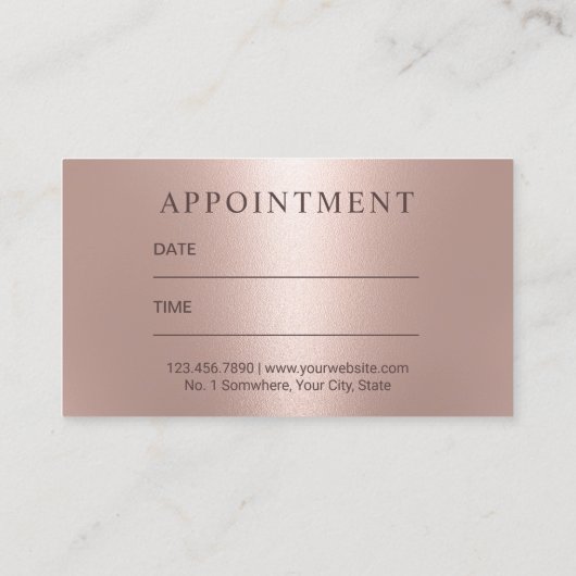 Roos Gold Hair Salon Moderne Benoeming Afsprakenkaartje (Achterkant)