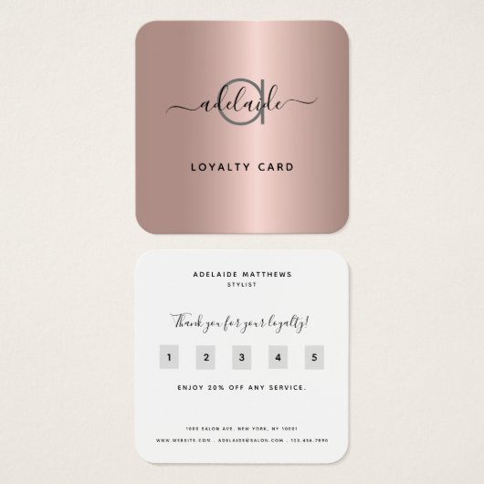 Roos Gold Hair Stylist Makeup Artist Loyalty Kaart (Voorkant /achterkant)