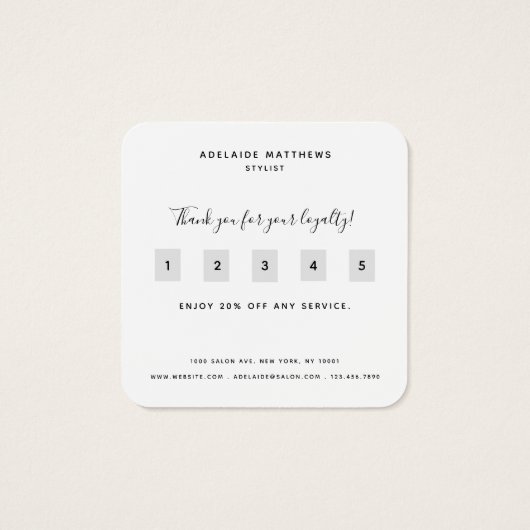 Roos Gold Hair Stylist Makeup Artist Loyalty Kaart (Achterkant)