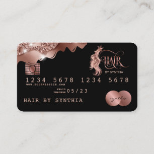 Roos Gold Hair Stylist met creditcard-opdruk Visitekaartje