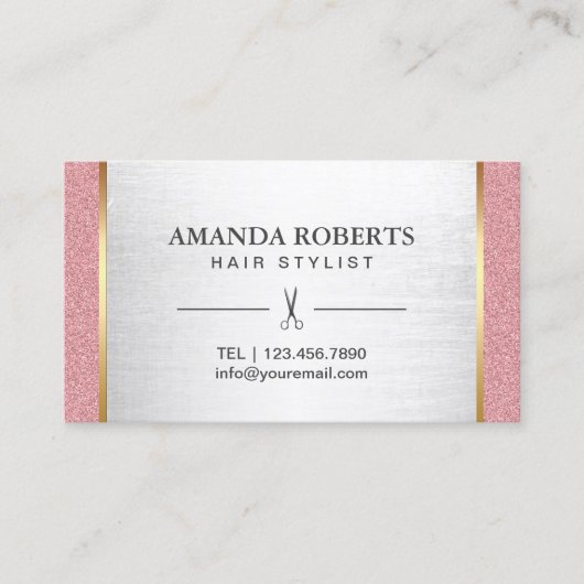 Roos Gold Hair Stylist Modern Silver Appointment Afsprakenkaartje (Voorkant)
