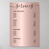 Roos Gold Hair Stylist Price List Service Menu Poster (Voorkant)