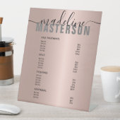Roos Gold Hair Stylist Price List Service Menu Reclamebord Met Voetstuk (Insitu)