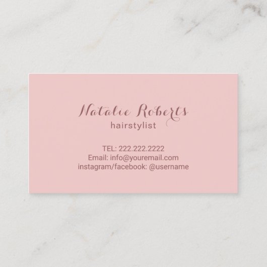 Roos Gold Hair Stylist Schaar & Bloem Typografie Visitekaartje (Achterkant)