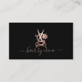 Roos Gold Hair Stylist Scissor & Roos Logo Salon Visitekaartje (Voorkant)