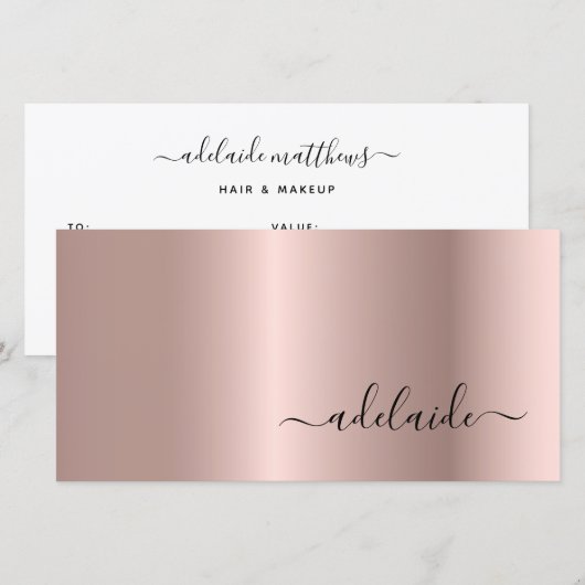 Roos Gold Hair Stylist Script Cadeaubon (Voorkant / Achterkant)