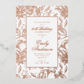 Roos Gold Hand Drawn Floral Birthday Folie Uitnodiging (Voorkant)