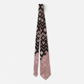 Roos Gold Hand getrokken Tribal Aztec geometrische Stropdas (Achterkant)