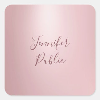 Roos Gold Hand Script Sjabloon Moderne elegant Vierkante Sticker