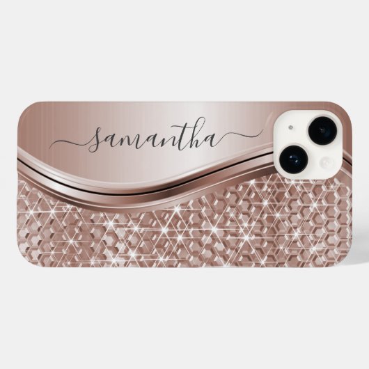 Roos Gold Handgeschreven naam Glitter Sparkle Blin Case-Mate iPhone Case (Achterkant (horizontaal))