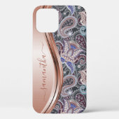 Roos Gold Handgeschreven naam Paisley Floral Case-Mate iPhone Case (Achterkant)