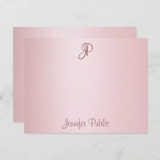 Roos Gold Handgeschreven Script Monogram Sjabloon (Voorkant / Achterkant)