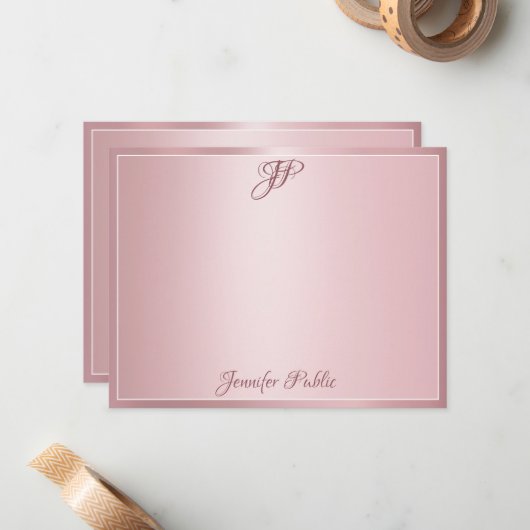 Roos Gold Handgeschreven Script Monogram Sjabloon (Voorkant / Achterkant in situ)