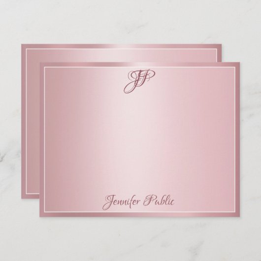 Roos Gold Handgeschreven Script Monogram Sjabloon (Voorkant / Achterkant)