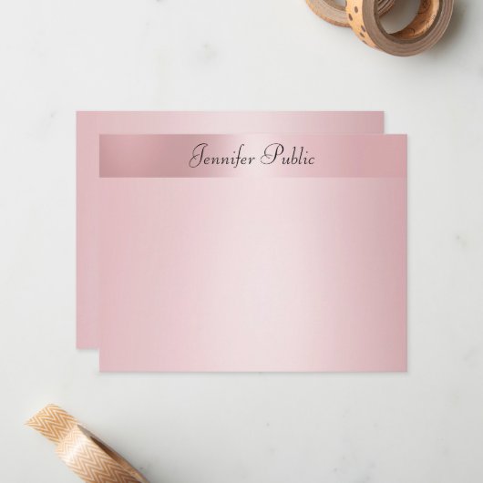 Roos Gold Handgeschreven Script Name Sjabloon (Voorkant / Achterkant in situ)