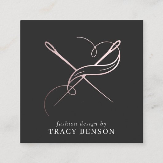 Roos Gold Handmade | Naald en draad Vierkante Visitekaartje (Voorkant)