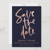 Roos Gold Handwrite Calligrafie Save the Date Magnetische Uitnodiging (Voorkant)