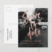 Roos Gold Handwrited Foto Save the Date Aankondigingskaart (Voorkant / Achterkant)